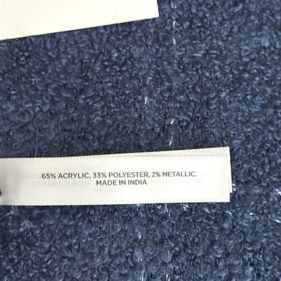 NWT Talbots Blue Wrap Scarf Metallic Windowpane Large Chunky New - Picture 10 of 10